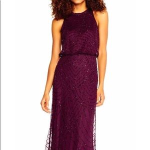 Adrianna Papell Art Deco Beaded Halter top Gown